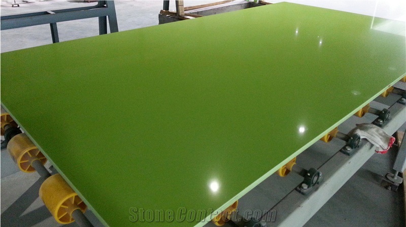 Pure Green Color Engineered Stone Quartz Slabs