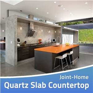 Pure Orange Color 2cm Quartz Countertop for Poject