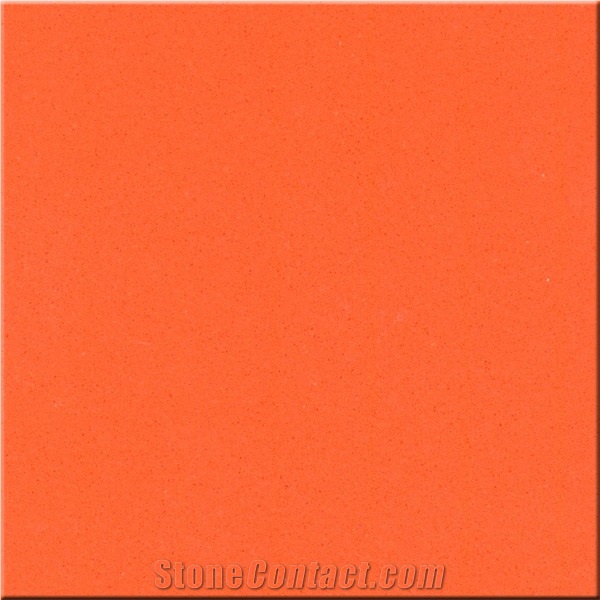 Pure Orange Color 2cm Quartz Countertop for Poject