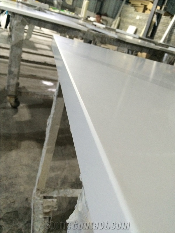 Pure White Quartz Stone Prefab Desk Countertops