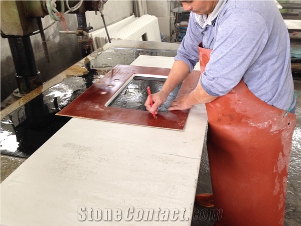 Pure White Quartz Stone Prefab Desk Countertops