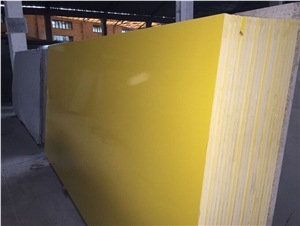 Pure Yellow Color Quartz Stone Slab Engineer Tile