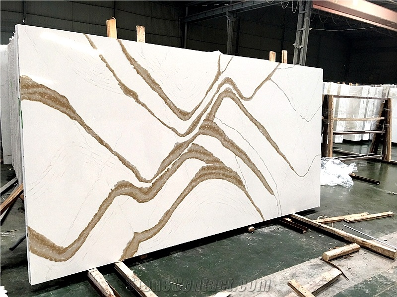 Silestone Eternal Calacatta Gold Suede Quartz Slab