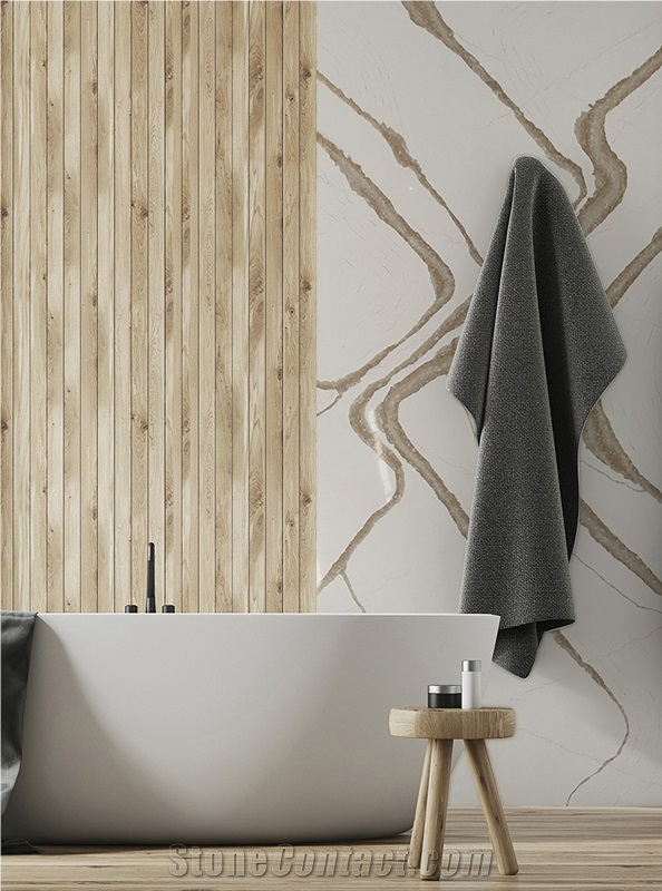 Silestone Eternal Calacatta Gold Suede Quartz Slab