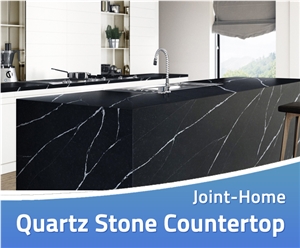 Solid Absolute Black Galaxy Sparkle Quartz Worktop
