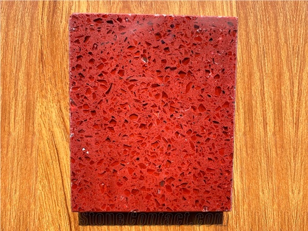 Sparkling Red Crystal Quartzstone Slab Free Sample