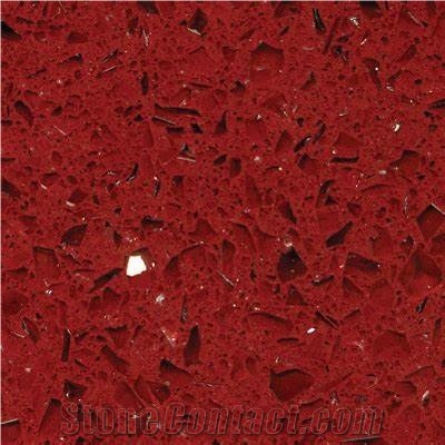 Sparkling Red Crystal Quartzstone Slab Free Sample