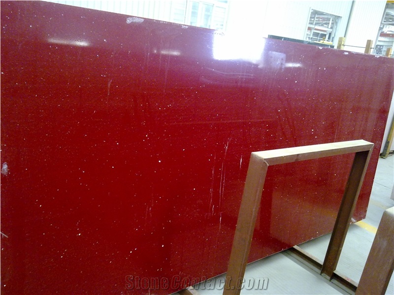 Sparkling Red Crystal Quartzstone Slab Free Sample
