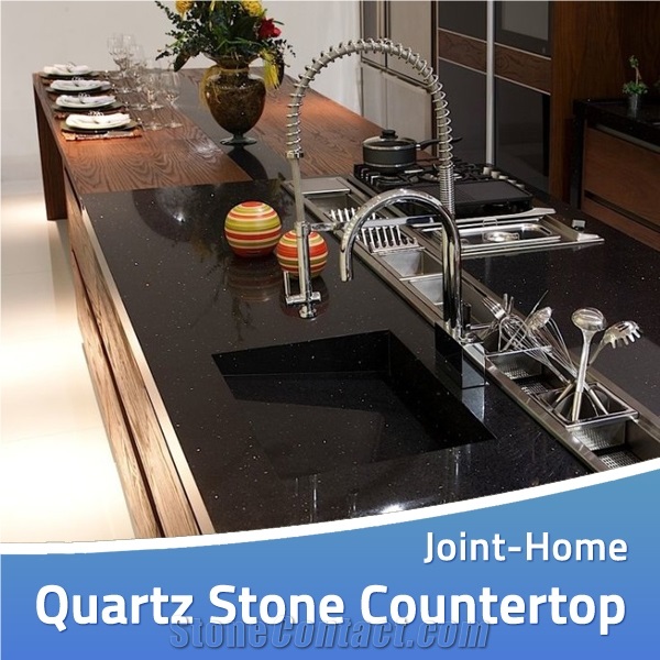 Sparkling Silestone Tebas Black Quartz Countertops