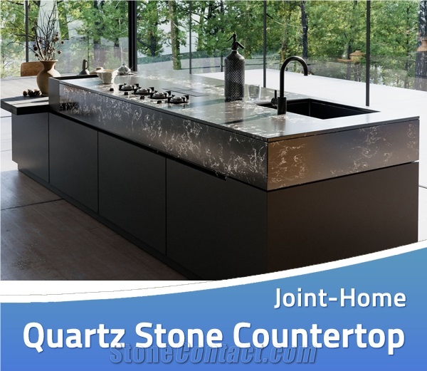 Tan Brown Manmade Quartz Stone Island Countertop