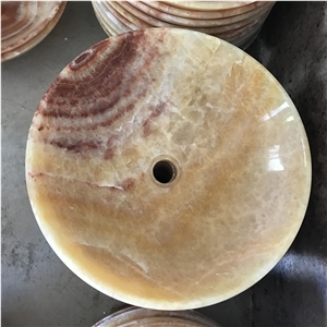Yellow Honey Onyx Jade Round Wash Sinks Basins