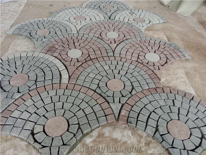 Porphyry Cobblestone Mesh Driveway Walkway