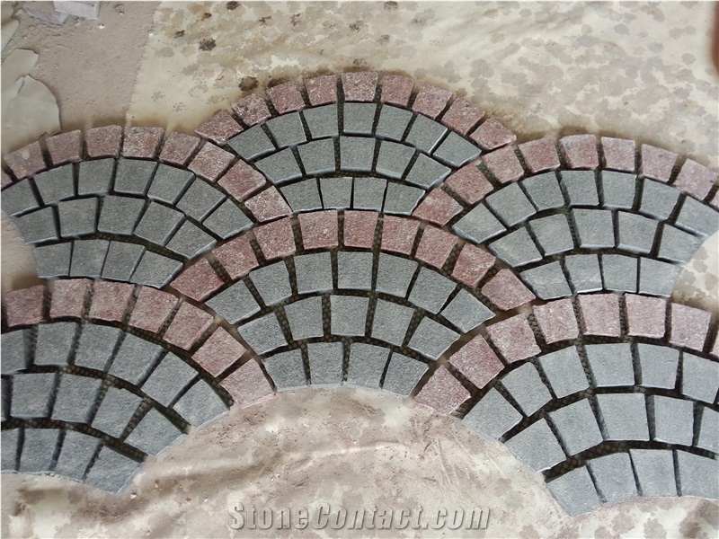 Porphyry Green Porfido Cubes, Pavers, Split,Flamed