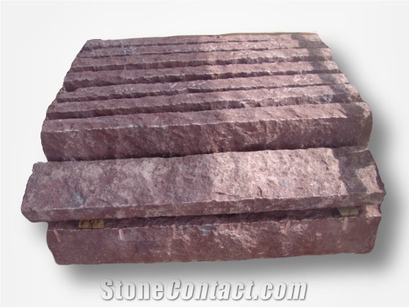 Porphyry Red, Dayang Red Porphyry Rosa Porfido Kerbstone Pineappled Saw Curbs
