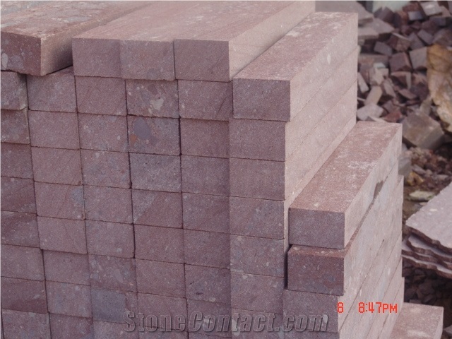 Porphyry Red, Dayang Red Porphyry Rosa Porfido Kerbstone Pineappled Saw Curbs