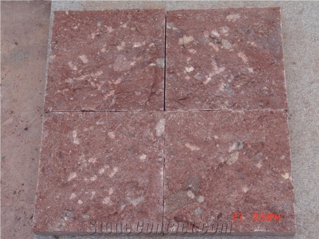 Porphyry Red, Dayang Red Porphyry Rosa Porfido Pineappled Tiles Kerbs