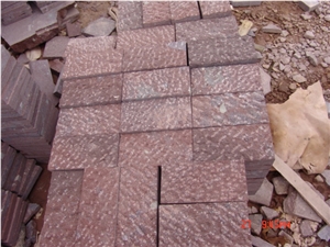 Porphyry Red, Dayang Red Porphyry Rosa Porfido Pineappled Tiles Kerbs