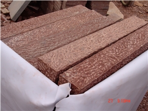 Porphyry Red, Dayang Red Porphyry Rosa Porfido Pineappled Tiles Kerbs