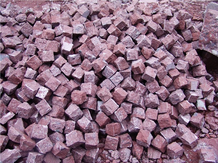 Porphyry Red Porfido Cubes, Pavers, Lanscape