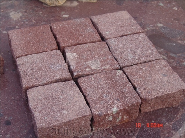 Porphyry Red Porfido Cubes, Pavers, Lanscape