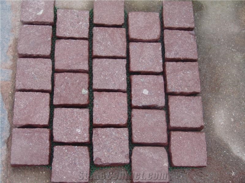Porphyry Red Porfido Cubes, Pavers, Lanscape
