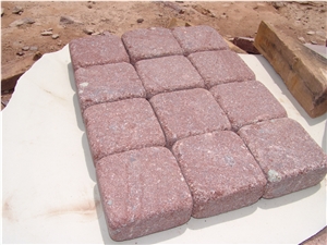 Porphyry Red Porfido Cubes Pavers Tumbled Cobble