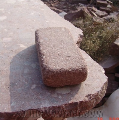 Porphyry Red Porfido Cubes Pavers Tumbled Cobble