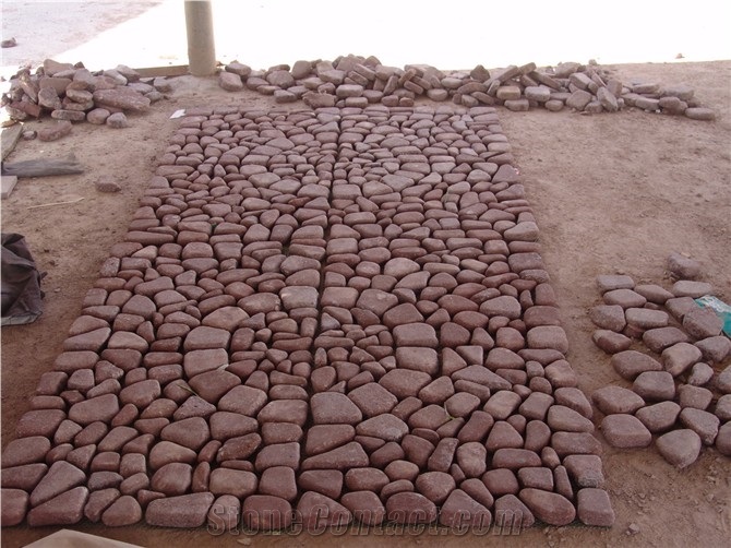 Porphyry Red Porfido Cubes Pavers Tumbled Cobble
