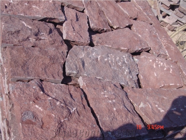 Porphyry Red Porfido Flagstone Split Landscape
