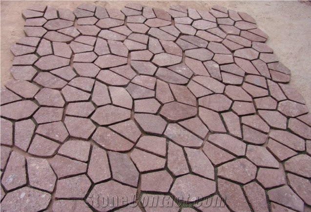 Porphyry Red Porfido Flagstone Split Landscape