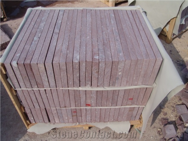 Porphyry Red Porfido Tiles Flamed, Polished, Cubes