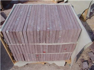 Porphyry Red Porfido Tiles Flamed, Polished, Cubes