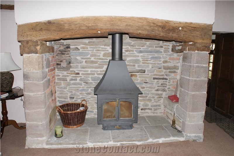 Windsor Buff Blue Sandstone Traditional Fireplace