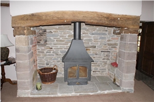 Windsor Buff Blue Sandstone Traditional Fireplace