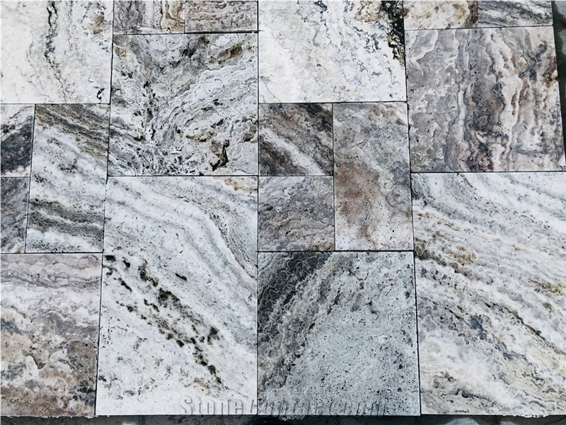 Pima Silver Travertine Tumbled Pattern