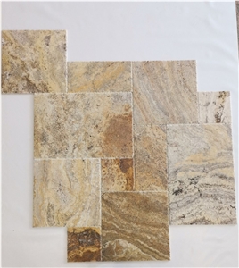Pima Vulcano Travertine Brushed & Chiseled Pattern