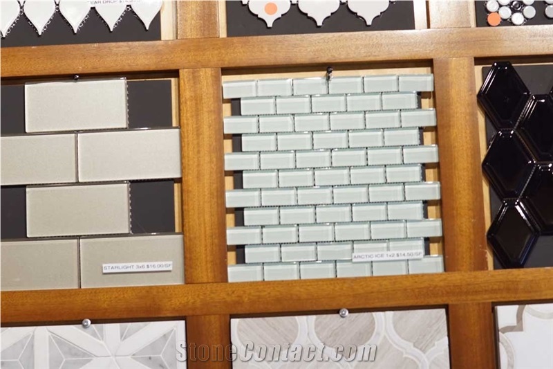 Glass Mosaic Wall Tile-Arctic Ice
