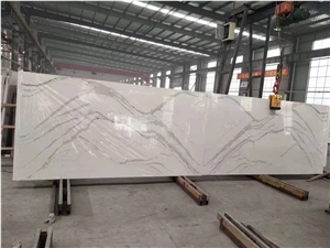 Bookmatched White Calacatta Quartz Slabs & Tiles Bookmatched White Calacatta Quartz Slabs & Tiles