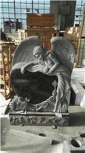 Absolute Black Heart Angel Monument Headstone