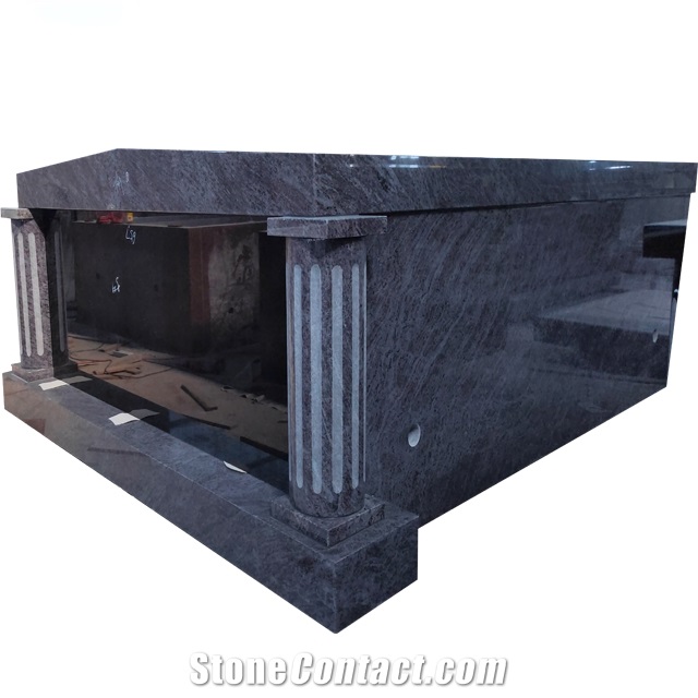 Bahama Blue Granite Two Crypt Side Mausoleum