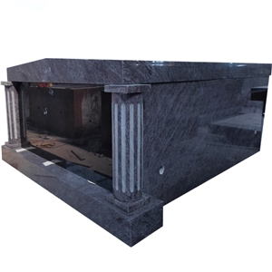 Bahama Blue Granite Two Crypt Side Mausoleum