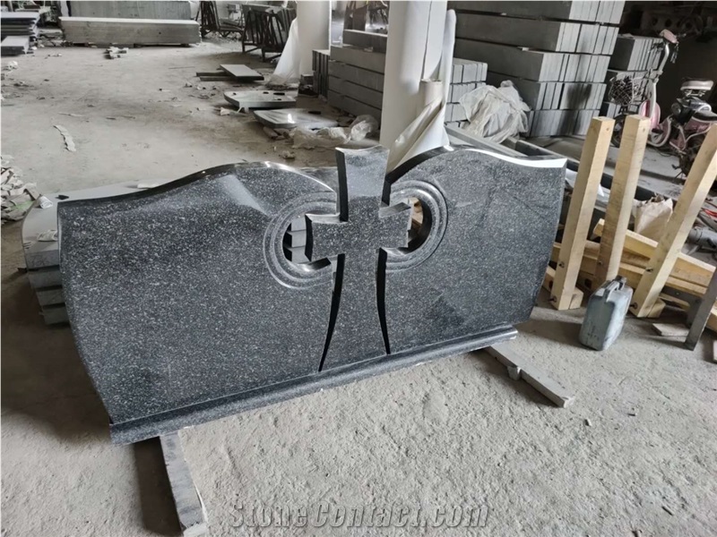 Beida Green Black Double Tombstone Headstone