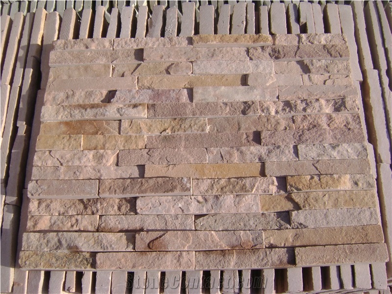 Dark Red Sandstone Cultured Ledge Stone Cladding
