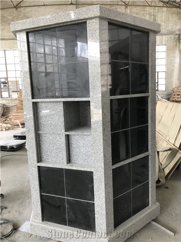 Light Gray with Black Doors Columbarium Mausoleum