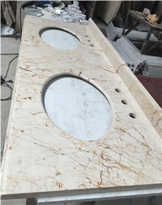 Rain Forest Brown Marble Bathroom Double Vanitytop