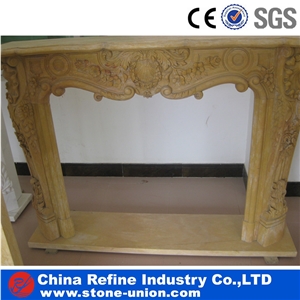 Beige Limestone Hand Carved Surround Fireplace