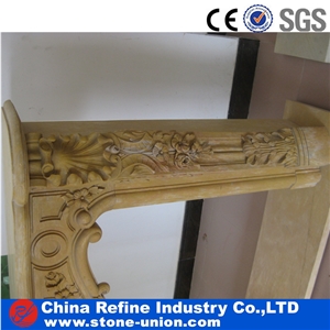 Beige Limestone Hand Carved Surround Fireplace