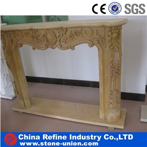 Beige Limestone Hand Carved Surround Fireplace