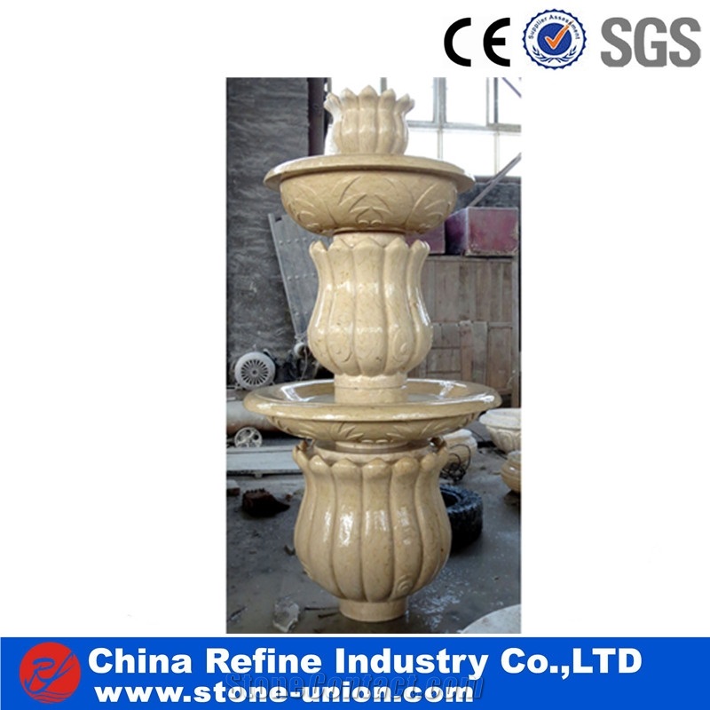 Carved Beige Marble Fountain,Exterior Decoration