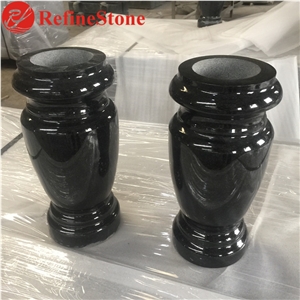 Cheap Shanxi Black Granite Grave Headstone Vases